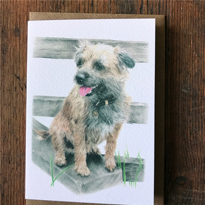 Jessica Lennox Greetings Card- Border Terrier